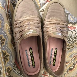 Skechers Memory Foam Taupe Slip-on Sneakers